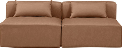 Cube - Modular 2 Piece Armless Sofa - Light Brown