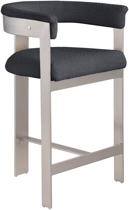 Romeo - Boucle Counter Stool With Silver Base (Set of 2)