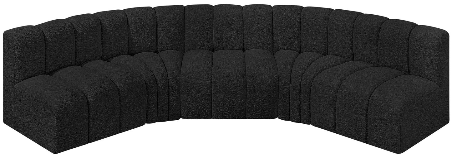Arc - Boucle Fabric 5 Piece U-Shaped Modular Sofa