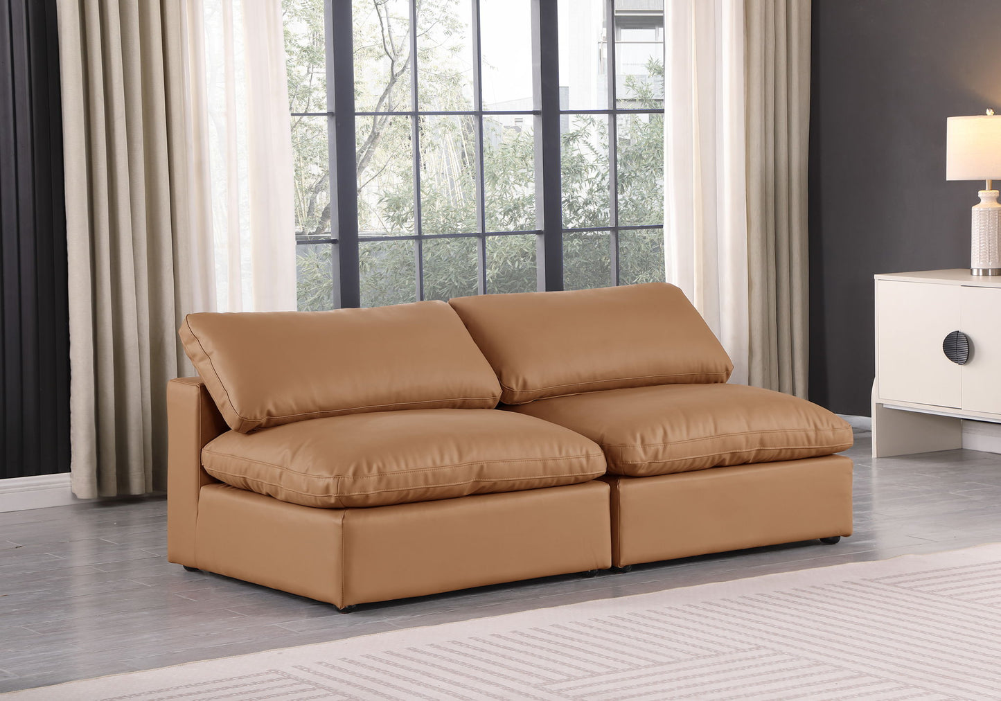 Comfy - Faux Leather Modular Armless Sofa 2 Seats