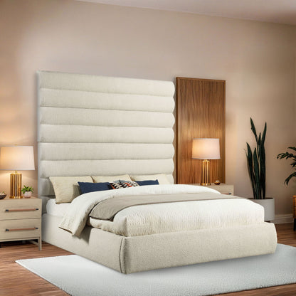 Adam - Boucle Fabric Bed With 89" Headboard