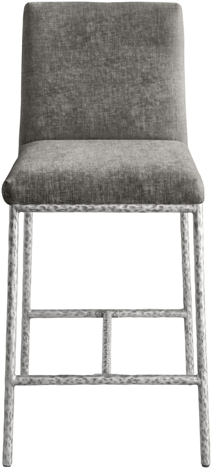 Reeves - Chenille Fabric Upholstered Counter Stool (Set of 2) - Silver Base
