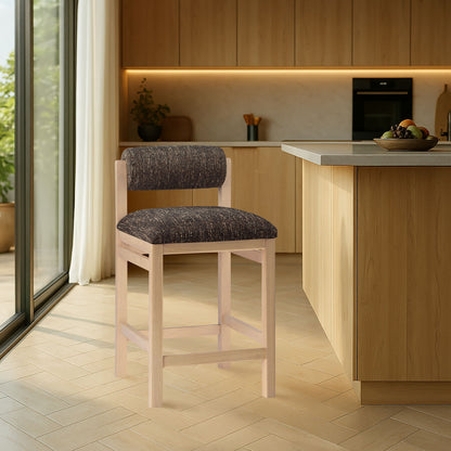 Roundhill - Fabric Counter Stool - Natural Frame