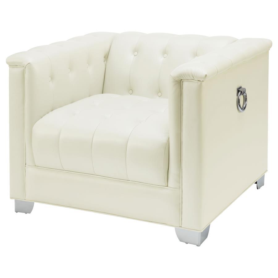 Chaviano - Upholstered Track Arm Accent Chair - Pearl White