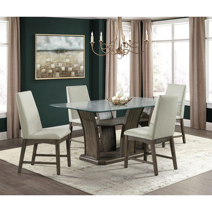 Dapper - Juego de comedor rectangular de altura estándar de 5 piezas, mesa y cuatro sillas - Nogal