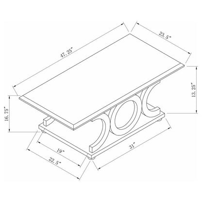 Shelly - Base en forma de C - Mesa de centro - Capuchino