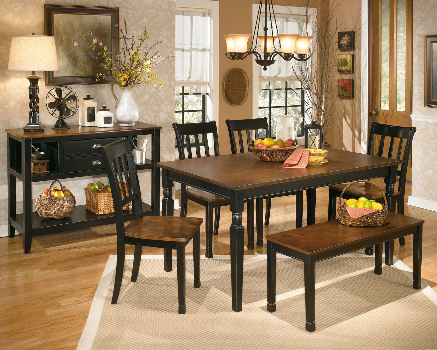 Owingsville - Black / Brown - Large Dining Room Bench