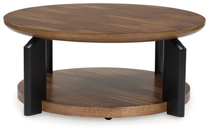 Kraeburn - Brown / Black - Round Cocktail Table