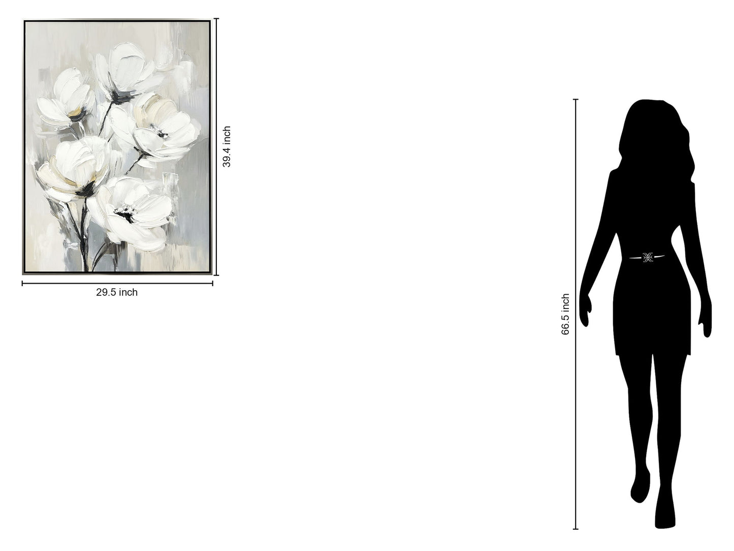 "Whispering Blooms II" Hand-Embellished Canvas In Frame - Neutral / Cream / Ivory