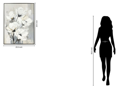 "Whispering Blooms II" Hand-Embellished Canvas In Frame - Neutral / Cream / Ivory
