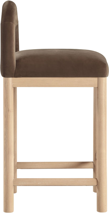 Conrad - Velvet Counter Stool With Natural Legs