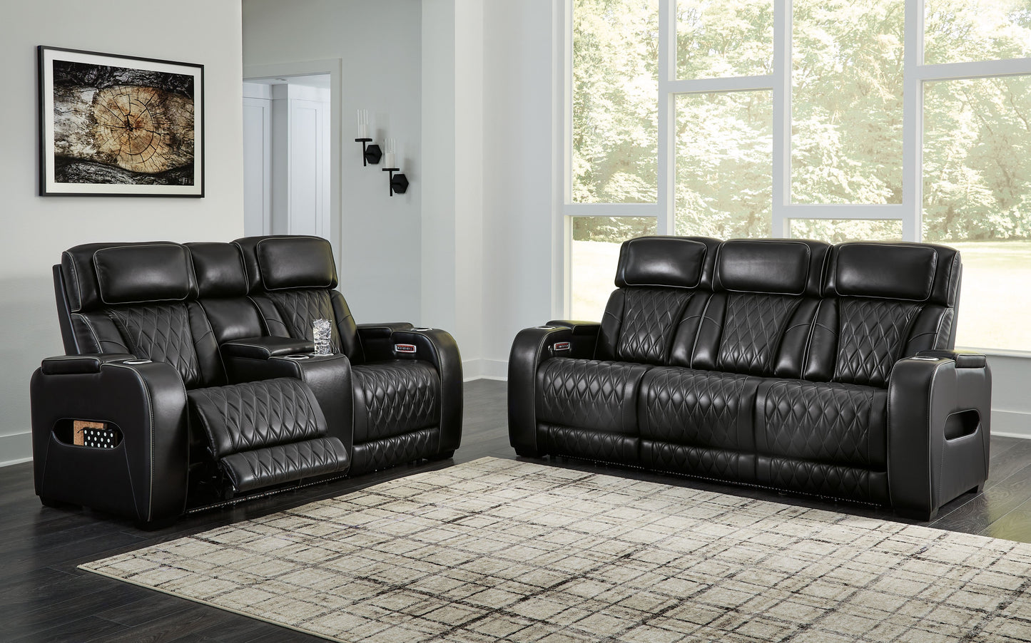 Boyington - Negro - 2 piezas. - Sofá y loveseat reclinables eléctricos