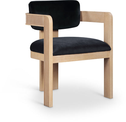 Sacha - Velvet Dining Chair With Natural Base (Set of 2)