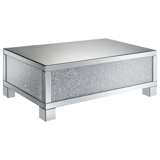 Gillian - Rectangular Mirrored Acrylic Coffee Table - Silver