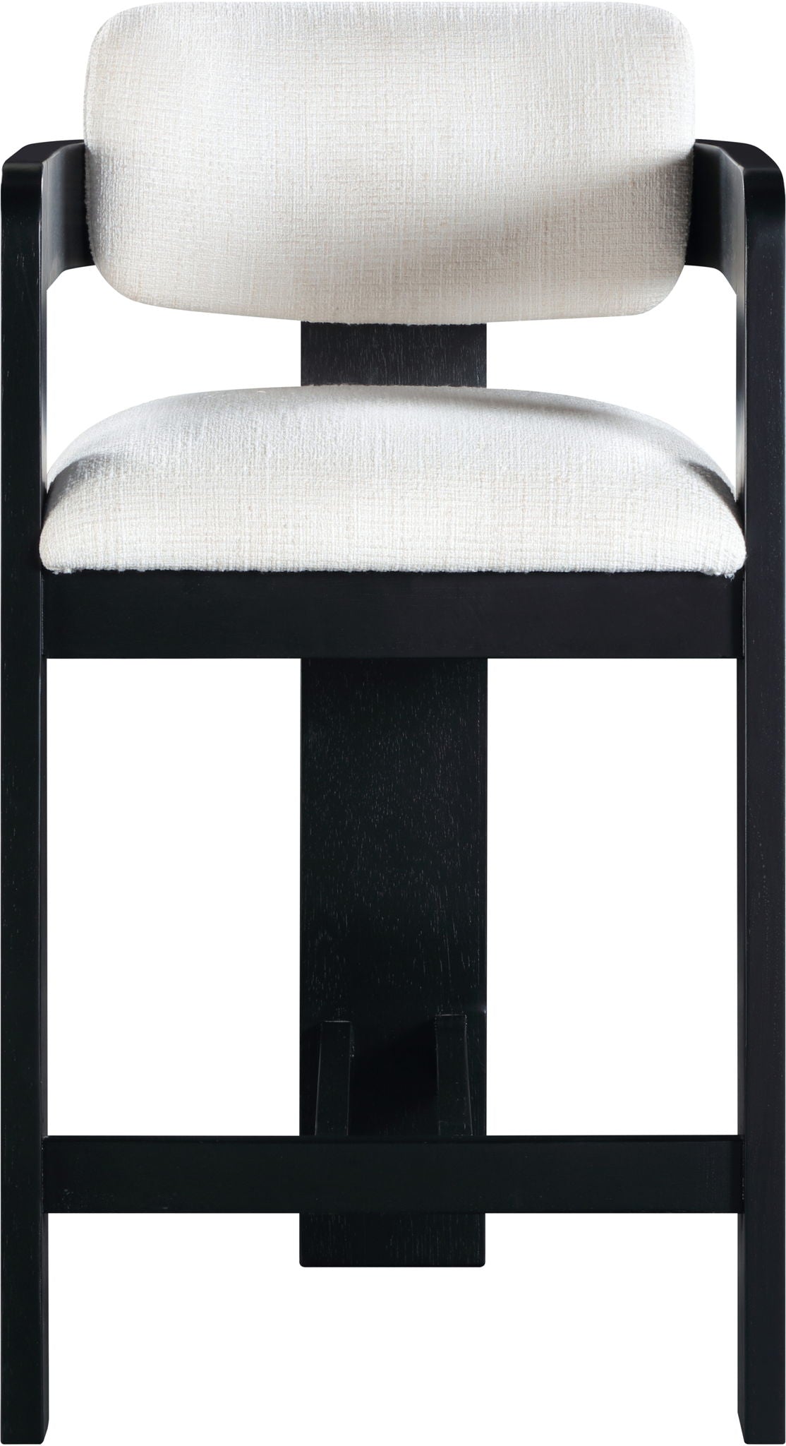 Sacha - Linen Stool With Black Base