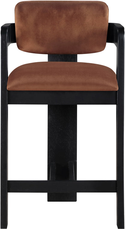 Sacha - Velvet Stool With Black Base