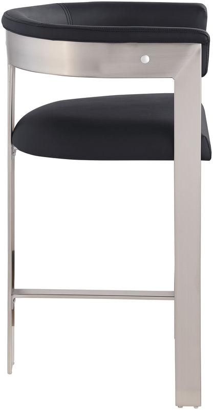 Romeo - Faux Leather Counter Stool With Silver Base (Set of 2)