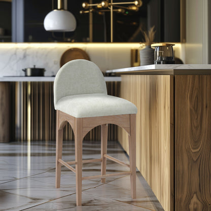 Waldorf - Chenille Stool With Natural Legs