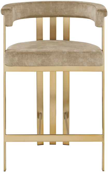 Marcello - Counter Stool With Brushed Gold Iron Frame (Set of 2) - Beige