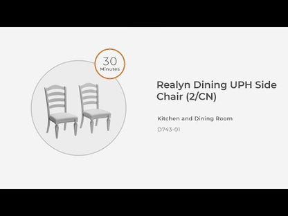 Realyn - Chipped White - Silla auxiliar de comedor Uph (juego de 2) - Ladderback