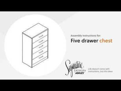 Finch - Negro - Cómoda de cinco cajones - 46" de altura