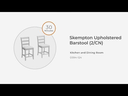 Skempton - Blanco - Taburete de bar tapizado (juego de 2)