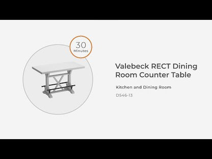 Valebeck - Blanco / Marrón - Mesa de comedor rectangular para mostrador